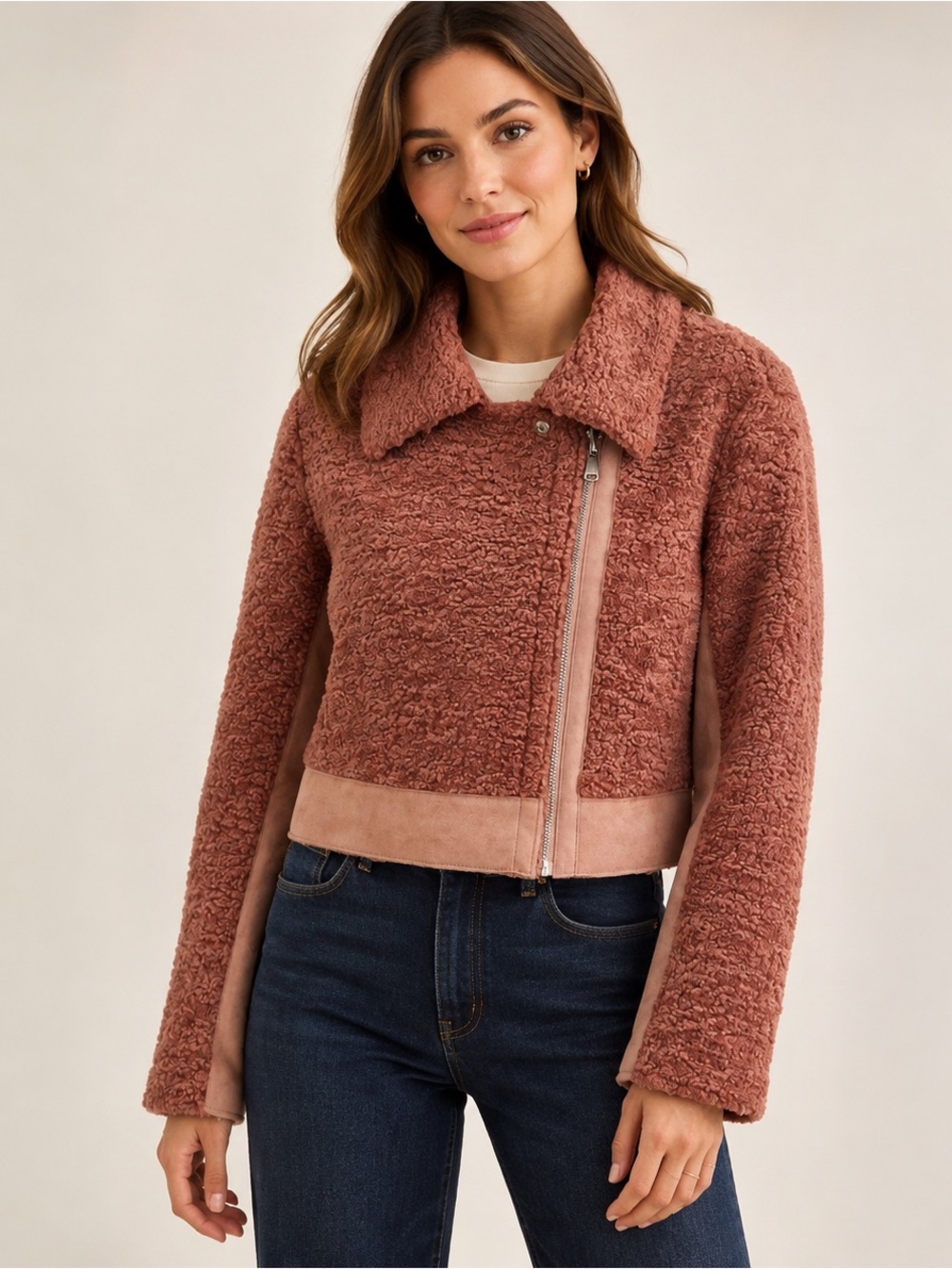 Amaryllis brown faux fur jacket XS